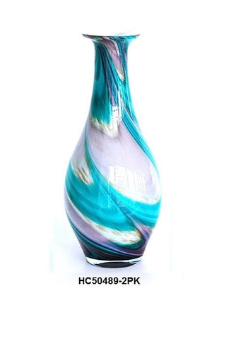 TG-HB-Swirl of Purple and Blue Hues Glass Vase - HC50489-2PK - Blue Dreams USA Boutique