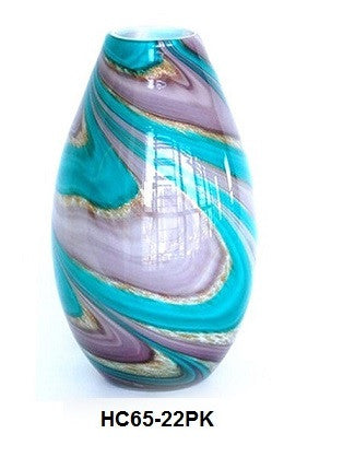TG-HB-Swirl of Purple and Blue Hues Glass Vase (HC65-22PK) - Blue Dreams USA Boutique