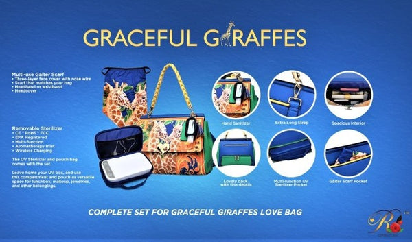BSM-Art Graceful Giraffes Bag Set - Blue Dreams USA Boutique