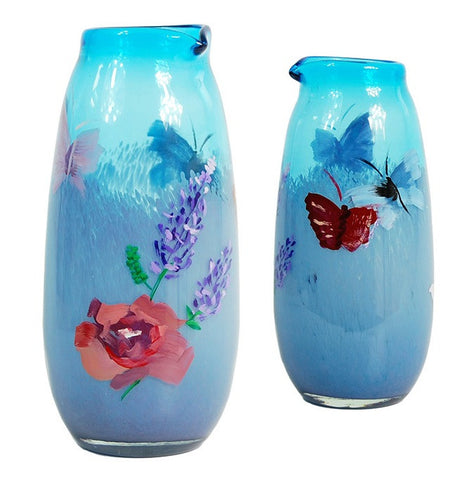 TG-HB-Azure Lavender & Rose Garden Pitcher Vase - Blue Dreams USA Boutique