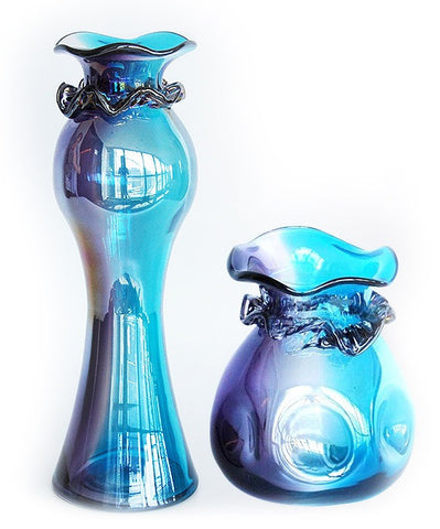 TG-HB-Unique Blue & Purple Transition Glass Vase Set - Blue Dreams USA Boutique