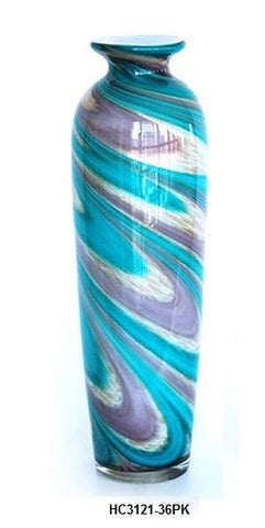 TG-HB-Swirl of Purple and Blue Hues Glass Vase (HC3121-36PK) - Blue Dreams USA Boutique