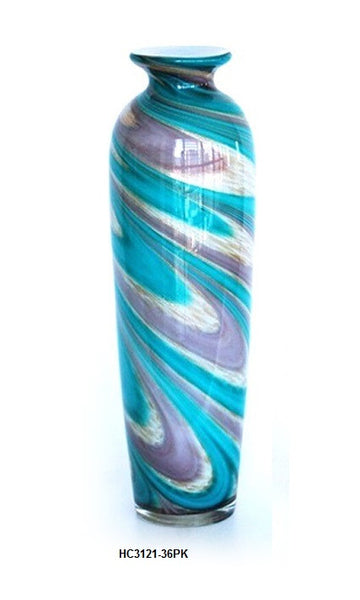 TG-HB-Swirl of Purple and Blue Hues Glass Vase Set - Blue Dreams USA Boutique