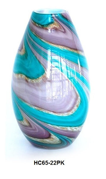 TG-HB-Swirl of Purple and Blue Hues Glass Vase Set - Blue Dreams USA Boutique