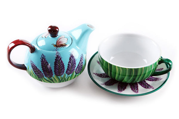 BDT-TTM - Tea Set for One - Green Lavender Bumblebee - Blue Dreams USA Boutique