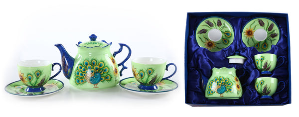 BDT-TTM - Tea Set for Two - Peacock Blue Gold - Blue Dreams USA Boutique