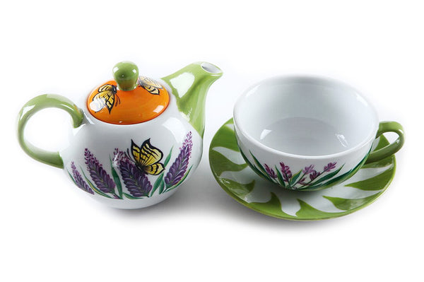 BDT-TTM - Tea Set For One - Yellow Butterfly Lavender Lover - Blue Dreams USA Boutique